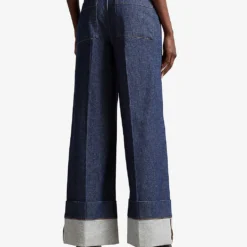 Ted Baker Pattei Contrast-stitching Wide-leg High-rise Stretch-organic-cotton Jeans -Outlet Pique Style Store R04065918 NAVY ALT02