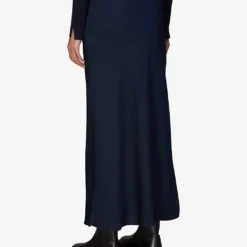 Whistles Bias-cut Satin Recycled-polyester Midi Skirt -Outlet Pique Style Store R04067966 NAVY ALT03