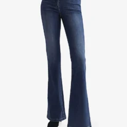 Reiss Beau Skinny Flared High-rise Stretch-denim Jeans -Outlet Pique Style Store R04068047 MIDBLUE ALT04