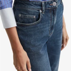 Reiss Phillipa Straight-leg High-rise Stretch-denim Jeans -Outlet Pique Style Store R04068048 MIDBLUE ALT04