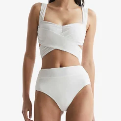 Reiss Cristina Wrap-front Bikini Top -Outlet Pique Style Store R04068291 WHITE ALT02