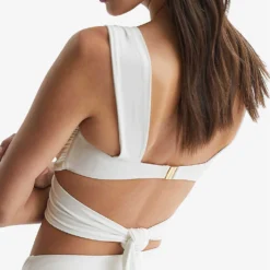 Reiss Cristina Wrap-front Bikini Top -Outlet Pique Style Store R04068291 WHITE ALT03