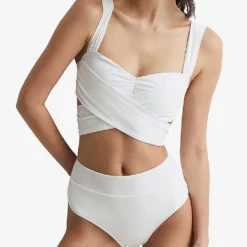 Reiss Cristina Wrap-front Bikini Top -Outlet Pique Style Store R04068291 WHITE ALT04