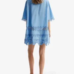 Reiss Etta Embroidered Cotton-blend Kaftan -Outlet Pique Style Store R04068297 BLUE ALT03