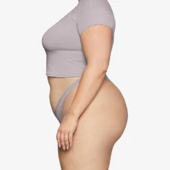 New Vintage Cropped Stretch-cotton T-shirt -Outlet Pique Style Store R04068464 HEATHERGREY ALT02