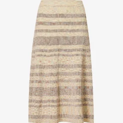 Simona Space-dye Cotton-blend Knitted Midi Skirt