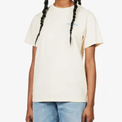 Health Is Wealth Text-print Cotton-jersey T-shirt -Outlet Pique Style Store R04068975 CREAMBLUE ALT02