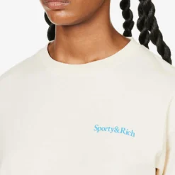 Health Is Wealth Text-print Cotton-jersey T-shirt -Outlet Pique Style Store R04068975 CREAMBLUE ALT04