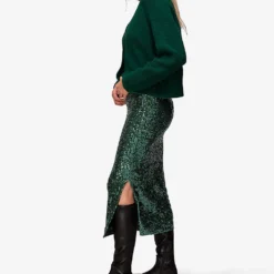 Whistles Recycled Polyester-blend Midi Skirt -Outlet Pique Style Store R04069779 DARKGREEN ALT02