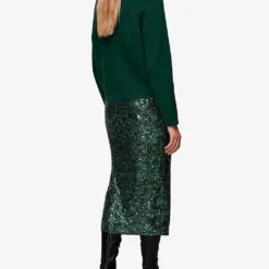 Whistles Recycled Polyester-blend Midi Skirt -Outlet Pique Style Store R04069779 DARKGREEN ALT03