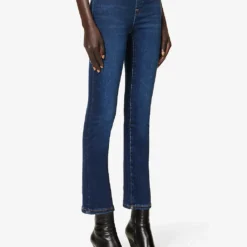 GOOD AMERICAN Pull On Straight Faded-wash Straight High-rise Stretch-denim Jeans 8 GOOD AMERICAN Pull On Straight Faded-wash Straight High-rise Stretch-denim Jeans -Outlet Pique Style Store R04070214 INDIGO491 ALT02