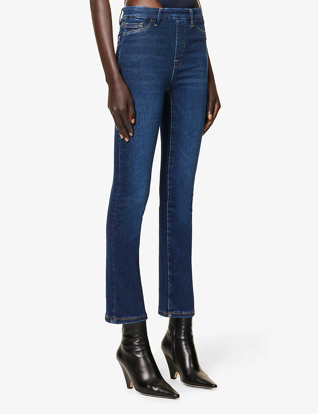 GOOD AMERICAN Pull On Straight Faded-wash Straight High-rise Stretch-denim Jeans 3 GOOD AMERICAN Pull On Straight Faded-wash Straight High-rise Stretch-denim Jeans - Image 3