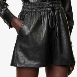 GOOD AMERICAN Better Than Leather High-rise Wide-leg Shorts 9 GOOD AMERICAN Better Than Leather High-rise Wide-leg Shorts -Outlet Pique Style Store R04070235 BLACK001 ALT04