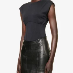 GOOD AMERICAN Scuba Corset-bodice Stretch-woven Top 7 GOOD AMERICAN Scuba Corset-bodice Stretch-woven Top -Outlet Pique Style Store R04070247 BLACK001 ALT02