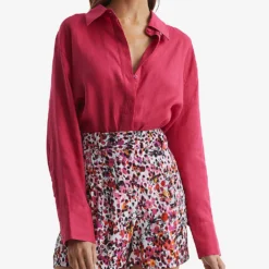 Reiss Lara Floral-print Mid-rise Woven Shorts -Outlet Pique Style Store R04070712 PINK ALT02