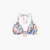 Reiss Thia Triangle Graphic-print Stretch Recycled-nylon Bikini Top