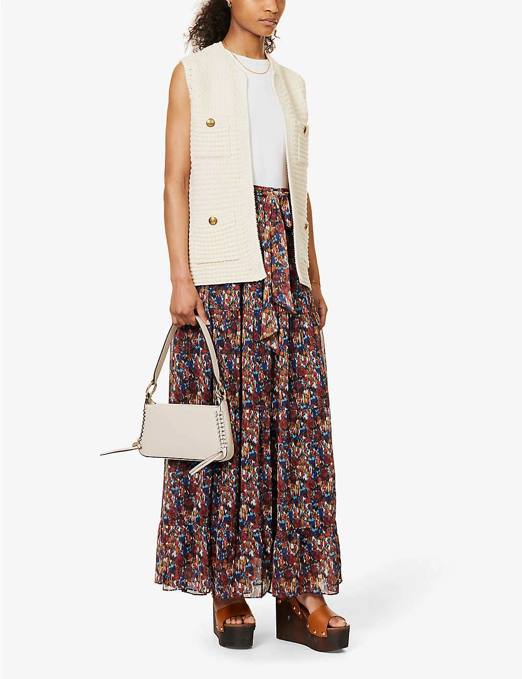 ME AND EM Mottled Floral-print Recycled-polyester-blend Midi Skirt 2 ME AND EM Mottled Floral-print Recycled-polyester-blend Midi Skirt - Image 2