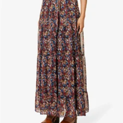 ME AND EM Mottled Floral-print Recycled-polyester-blend Midi Skirt 7 ME AND EM Mottled Floral-print Recycled-polyester-blend Midi Skirt -Outlet Pique Style Store R04071716 GOLDCREAMTANBLUE ALT02