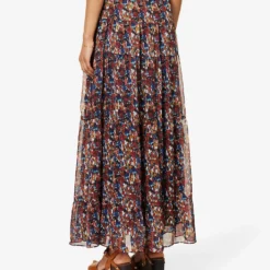 ME AND EM Mottled Floral-print Recycled-polyester-blend Midi Skirt 8 ME AND EM Mottled Floral-print Recycled-polyester-blend Midi Skirt -Outlet Pique Style Store R04071716 GOLDCREAMTANBLUE ALT03