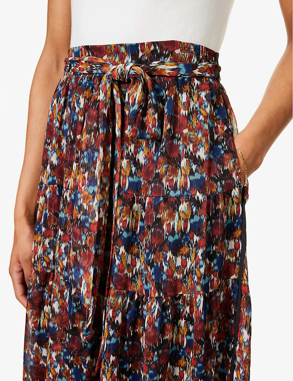 ME AND EM Mottled Floral-print Recycled-polyester-blend Midi Skirt 5 ME AND EM Mottled Floral-print Recycled-polyester-blend Midi Skirt - Image 5