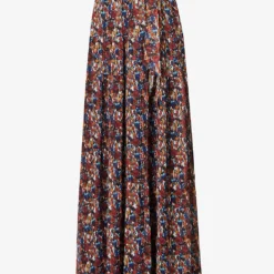 ME AND EM Mottled Floral-print Recycled-polyester-blend Midi Skirt