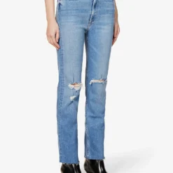 MOTHER Rider Ankle-fray Straight-leg High-rise Stretch-denim Jeans -Outlet Pique Style Store R04074460 PARTYLIKEAPIRATE ALT02