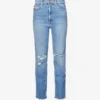 MOTHER Rider Ankle-fray Straight-leg High-rise Stretch-denim Jeans