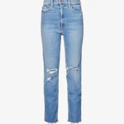 MOTHER Rider Ankle-fray Straight-leg High-rise Stretch-denim Jeans