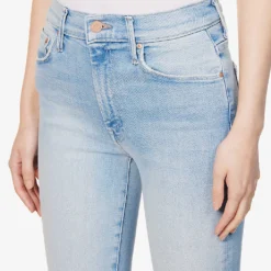 MOTHER The Weekender Frayed-hem High-rise Stretch-denim Jeans -Outlet Pique Style Store R04074464 CALIFORNIACRUISER ALT04