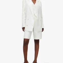 AllSaints Petra Tailored Front-pleat Linen-blend Shorts -Outlet Pique Style Store R04074913 OFFWHITE ALT01