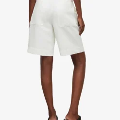 AllSaints Petra Tailored Front-pleat Linen-blend Shorts -Outlet Pique Style Store R04074913 OFFWHITE ALT03