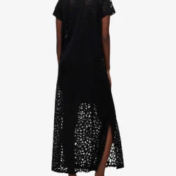 AllSaints Anna Animal-print Stretch-woven Maxi Dress -Outlet Pique Style Store R04075394 BLACK ALT03