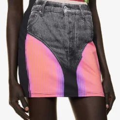 Y/Project X Jean Paul Gaultier Trompe L'Oeil Graphic-print Stretch-woven Mini Skirt -Outlet Pique Style Store R04075901 BLACKPINK ALT04