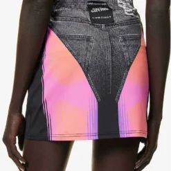 Y/Project X Jean Paul Gaultier Trompe L'Oeil Graphic-print Stretch-woven Mini Skirt -Outlet Pique Style Store R04075901 BLACKPINK ALT05