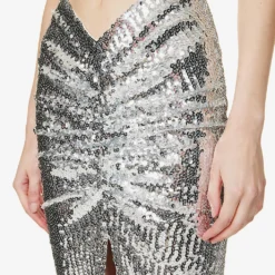 ALAIA Sequin-embellished Gathered Stretch-woven Maxi Skirt -Outlet Pique Style Store R04076347 ARGENT ALT04
