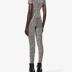 ALAIA Croc-embossed Slim-fit Stretch-woven Jumpsuit -Outlet Pique Style Store R04076366 NOIRMARRON ALT03