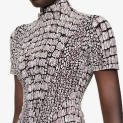 ALAIA Croc-embossed Slim-fit Stretch-woven Jumpsuit -Outlet Pique Style Store R04076366 NOIRMARRON ALT04