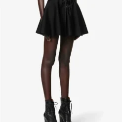 ALAIA Lace-up A-line Woven Midi Skirt -Outlet Pique Style Store R04076376 NOIRALAIA ALT02