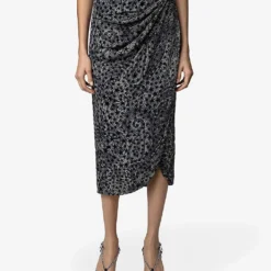 Zadig & Voltaire Jamelia Paisley-print Star-appliqué Woven Midi Dress -Outlet Pique Style Store R04077996 NOIR ALT02