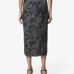 Zadig & Voltaire Jamelia Paisley-print Star-appliqué Woven Midi Dress -Outlet Pique Style Store R04077996 NOIR ALT03