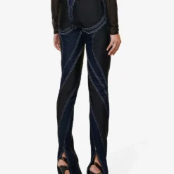 Mugler Spiral Seam-embellished Skinny High-rise Stretch-denim Jeans -Outlet Pique Style Store R04078213 DARKBLUEBLACK ALT03