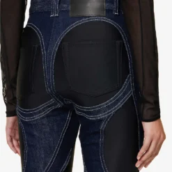 Mugler Spiral Seam-embellished Skinny High-rise Stretch-denim Jeans -Outlet Pique Style Store R04078213 DARKBLUEBLACK ALT05