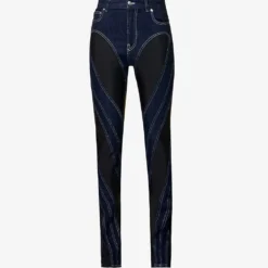 Mugler Spiral Seam-embellished Skinny High-rise Stretch-denim Jeans