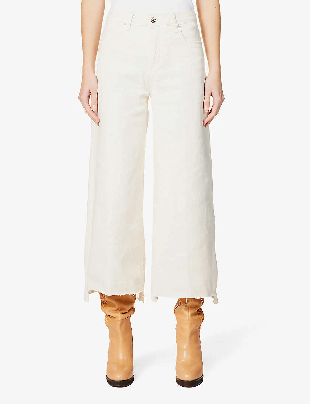 Paige Frankie Raw-hem Wide-leg High-rise Stretch-denim Jeans 3 Paige Frankie Raw-hem Wide-leg High-rise Stretch-denim Jeans - Image 3