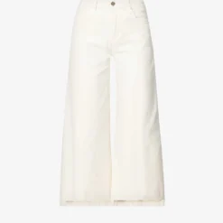 Paige Frankie Raw-hem Wide-leg High-rise Stretch-denim Jeans