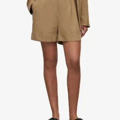 AllSaints Deri Lyn Wide-leg Mid-rise Woven Shorts -Outlet Pique Style Store R04080479 LIGHTKHAKIBR ALT02