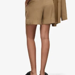 AllSaints Deri Lyn Wide-leg Mid-rise Woven Shorts -Outlet Pique Style Store R04080479 LIGHTKHAKIBR ALT03