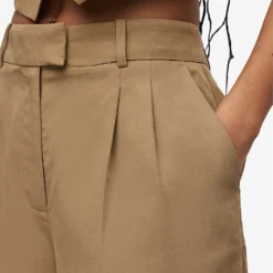 AllSaints Deri Lyn Wide-leg Mid-rise Woven Shorts -Outlet Pique Style Store R04080479 LIGHTKHAKIBR ALT04