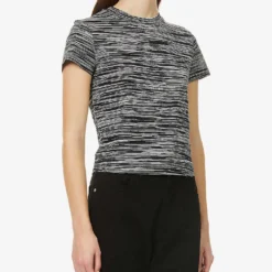 Missoni Space-dyed Short-sleeved Cotton-jersey T-shirt -Outlet Pique Style Store R04080665 BLACKWHITE ALT02