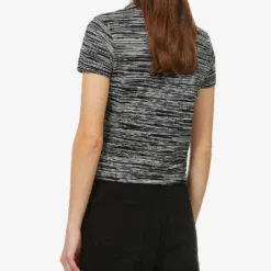 Missoni Space-dyed Short-sleeved Cotton-jersey T-shirt -Outlet Pique Style Store R04080665 BLACKWHITE ALT03